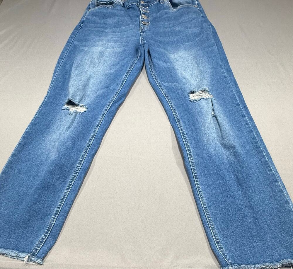 Suzanne Betro Denim Women’s Size 12 High Rise Wide Leg Distressed Button Fly